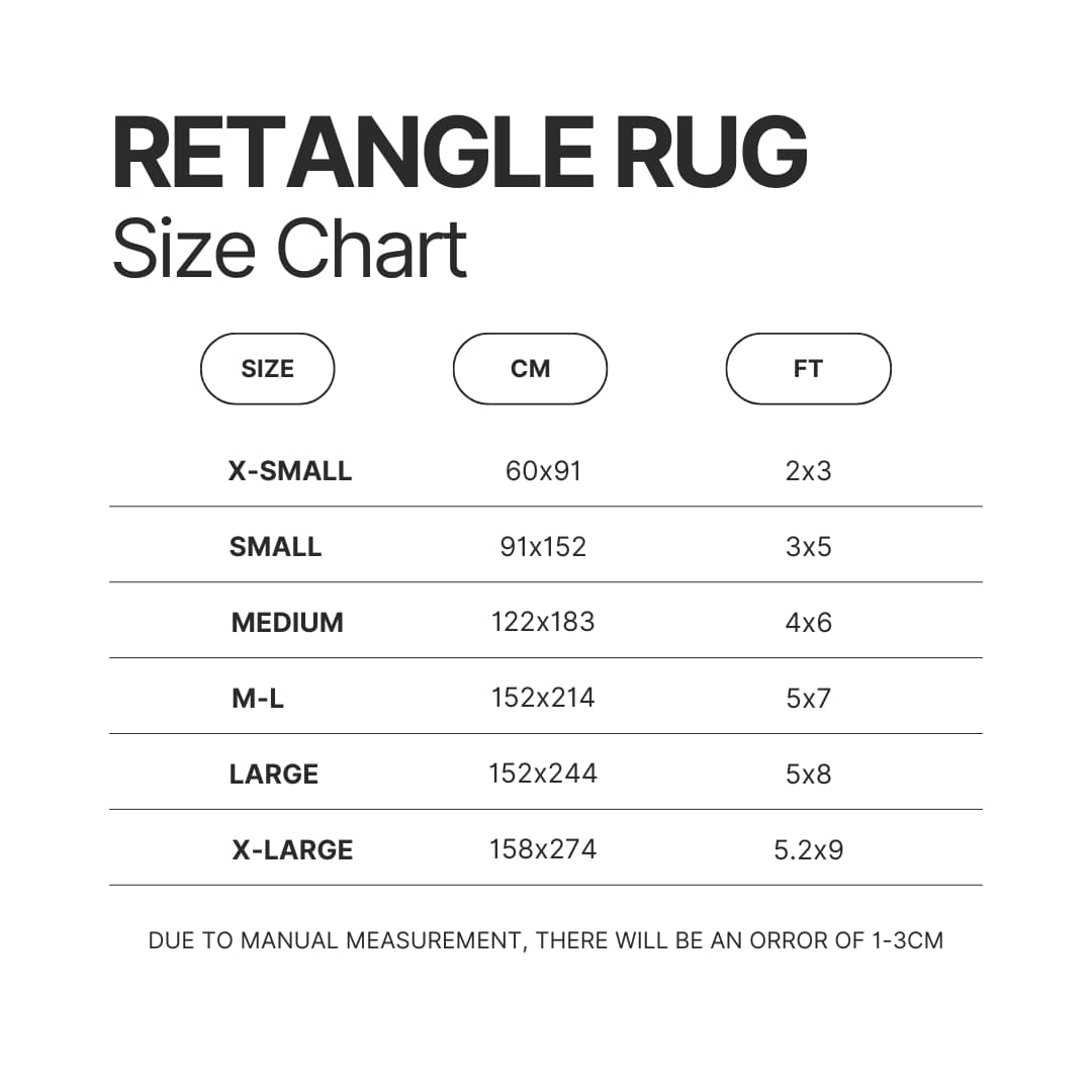 Retangle Rug Size Chart - Solo Leveling Merch